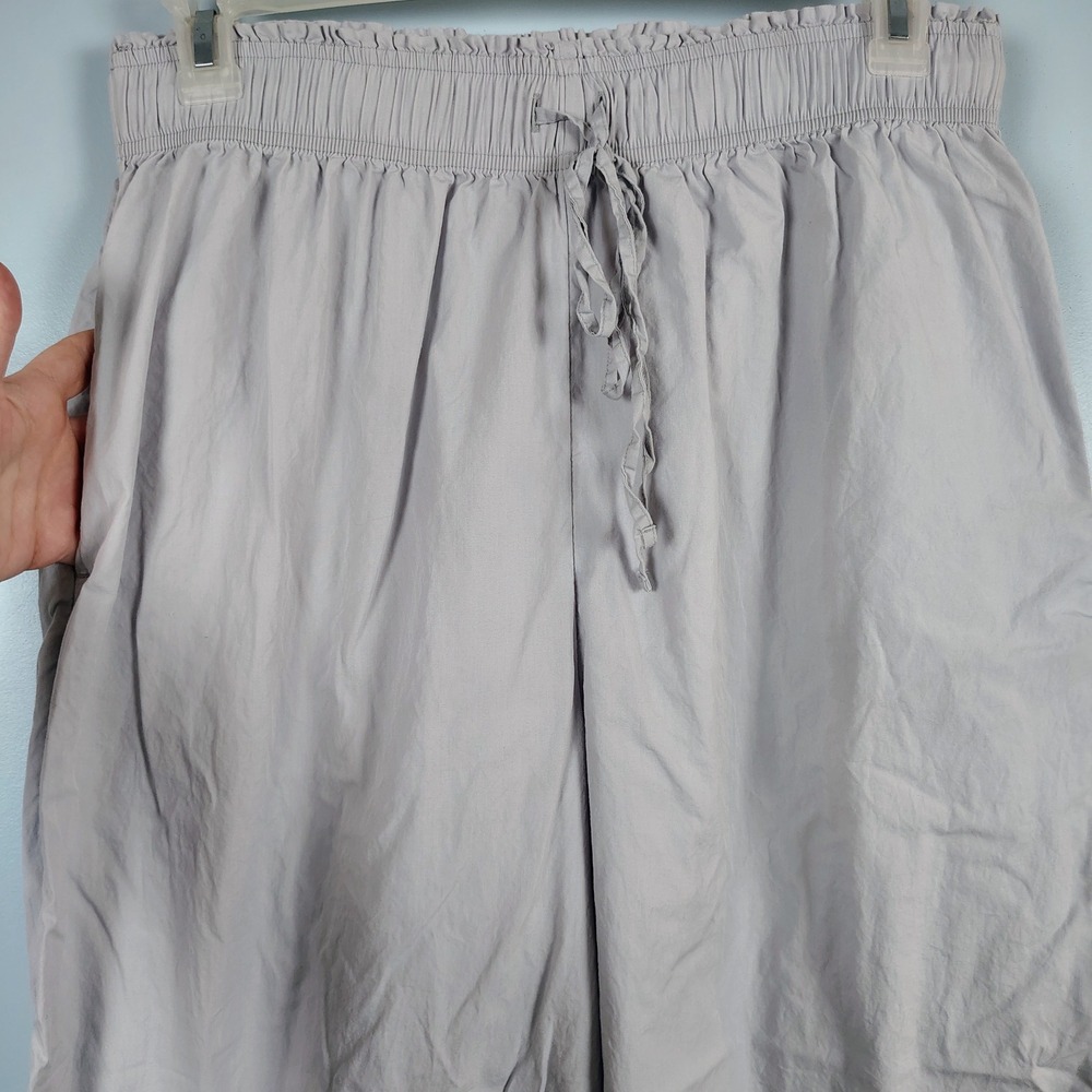 Free People Womens SZ M Wide Leg Smocked Waist Pants Gray Cotton Boho Gorpcore - Picture 3 of 9